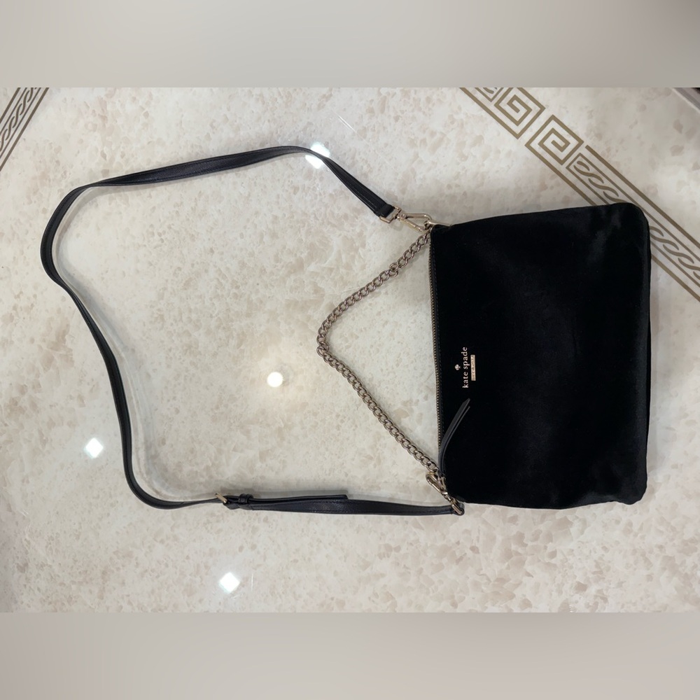 KATE SPADE BLACK VELVET CROSSBODY BAG